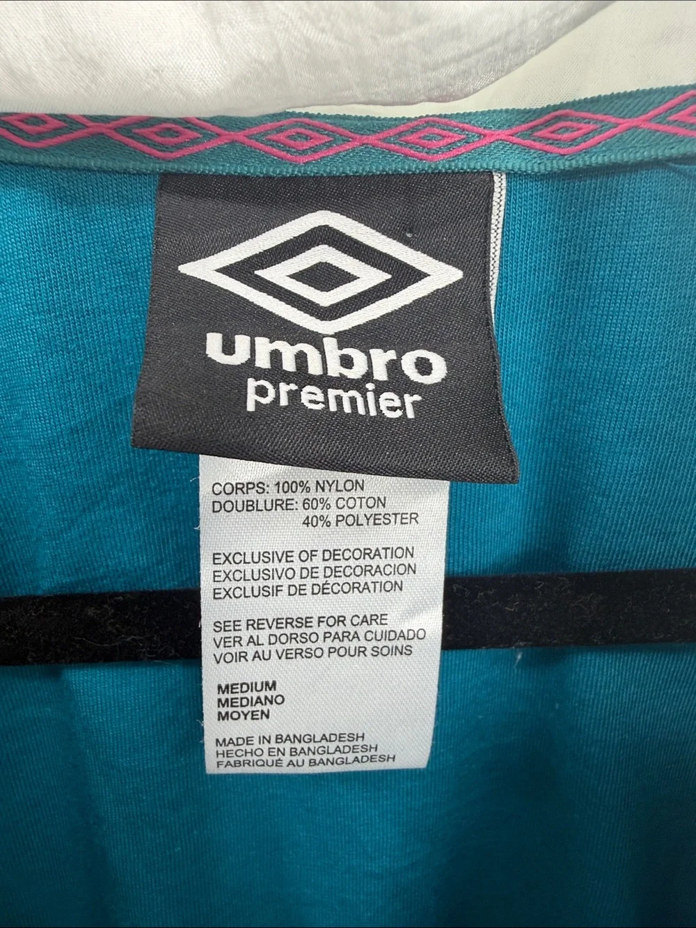 Umbro Premier Retro Colorblock Windbreaker Jacket Teal Pink Medium 90s Style